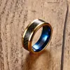 Устроение карбина вольфрамового обручального кольца для обручального кольца IP Gold Blue с черным углеродным волокном inaly 8mm