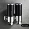 Table Cloth Wall Mounted Shower Dispenser Set -Stainless Steel Hand Soap Shampoo For 3 Chamber 17oz/500mlX2