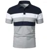 Men's Polos Short Sleeved Chest With Three Striped Color Blocking Trend Fashionable And Slim Fitting Versatile