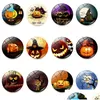 Maignants de réfrigérateur Halloween Witch Pumpkin Bat Verre Glue Sign Motif Dome Aimant Home Deco Drop Livilar Garden Decor Dhiwu