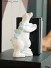 Arts and Crafts Creativity White Polar Bear Resin Crafts Childrens Room Doorstop Bookend Cute Cartoon Animals Desktop Storae Home DecorationL2447