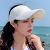 Ball Caps Long Brim ponytail baseball cap for womens casual hollow and breathable top less hat spring summer outdoor sports golf beach Q240403