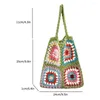 Sacs de rangement Femmes Sac en tricot réseau ethnique Fleur Crochet Bohemian Soft Hollow Out Colorful Woven pour les filles