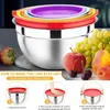 Bowls Stainless Steel Mixing Set With Airtight Lids 5 Piece Nesting Salad Metal Serving Bowl For Kitchen Baking/Cooking