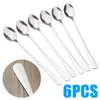 Coffee Scoops 6pcs / Set Long Manipyled Steelless en acier inoxydable Spoon Ice Cream Dessert Thé pour les accessoires de cuisine de pique-nique graine