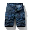 Mäns shorts produktshorts för mensfjäder/sommarbris Bomull Bermuda kamouflage denim Casual Multi Pocket Pants For Mens Product Shorts J240407