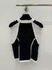 BA1 Main Women's Outerwear Vest Luxury Brand Designer Summer Classic Top Black and White Sticking Hanging Neck Vest Camellia Slim Fit Sticked tröja