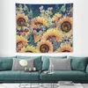 Tapisserier Solrosor Tapestry Wall Hanging - Golden Yellow Floral Plant för sovsal Warm Sunset Field Design