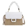 Daily Wear Beach Bags Folded Handheld Grass Woven Bag Women's with Rural Style and High Aesthetic Value Single Shoulder Fashionable Small Square Crossbody