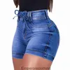 Lace up denim shorts for womens high waisted sexy slim fit straight leg A-line hot pants