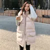 Women's Vests Solid Color Hooded Cotton Vest Winter Beige Black Short Sleeveless Coat Casual Zipper Female Thicken Warm Waistcoat