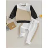 Set di abbigliamento hnyenmcko bambino neonato ragazzo abbigliamento blocco colore blocco maniche lunghe a maniche lunghe pantaloni da jogger set 2 pezzi autunno inverno dr otgli