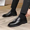 Casual Shoes Genuine Leather Men's Flat / 6CM Heightening Elevator Business Formal Man British Wedding