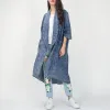 Frauen Lange Schichten 2023 Frühlings Sommer Vintage Denim Trench Coats Lupe Hälfte Hülse Windfakte hohe Taille Damen Trench Coat Frauen