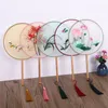 Dekorativa figurer 15 Styles Round Hand Fan Vintage Embroidery Printing Dance fans Silkedekor