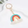 Keychains Lanyards Lovely Wool Rainbow Colorful Glass Ball Unicorn Key Rings Handmade For Women Girls Friendship Gift Handbag Jewelry Q240403