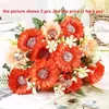 Decorative Flowers Wedding Pink Gerbera Bouquet Silk Fake Artificial Green Plant Flower Home Living Room Decoration Simulation Sunflower