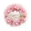 Decoratieve bloemen 30/40 cm kerstbal krans voordeur roze slinger 2024 Navidad hangende ornament jaar vakantie feest huisdecoratie