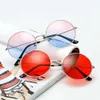 Sunglasses Fashionable retro round hippie sunglasses for men fashionable punk disco party glasses round metal UV protection sunglassesL2404