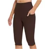 Pantaloni attivi leggings per le donne Lunghezza del ginocchio Capris Casual Yoga Allenamento per esercizi con tasche a vita alta pantaloncini da joga femme