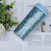 Muggar plast handkopp för män och kvinnor kreativa dubbla som förseglad läcksäker guldlök glitter kaffe festlig gåva 450 ml