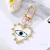 Rhinestones Pearl Evil Eyes Keychains Alloy Men Women Peach Love Heart Devil's Eyes Bag Car Keychain Pendant In Bulk