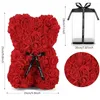 Fleurs décoratives 1pc 25cm Rose artificielle ours - cadeau parfait pour les mariages de la Saint-Valentin anniversaires décoration en peluche