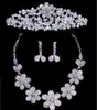 Twinkling Floral Crystal Necklace Earrings Set Bridal Crown Tiaras 2397662