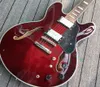 Custom Shop Wine Red 335 Semi Hollow Body Flame Maple Top Jazz Electric Guitar Chrome Hardware White MOP Block inlay Grover Tune7414931