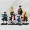 Action Toy Figures 6pcs/Set Demon Slayer Animation Ornament Model Dolls Blind Box Spot Wholesale Drop Delivery Toys Presents DHPD7