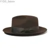 Hates de borde ancho de lana de lana Fedora Hat unisex Moda para adultos Trilby Popular Headwear Mens YQ240407