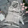 Women's Swimwear Bikini Fashion Sexy Lingerie See-through Mesh Push Up High Quality Four-Piece Set