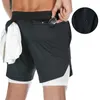 Summer Mens Shorts Youth Semester Two-Piece Sports Capris Mens Multi Pocket Running Training and Fitness Pants