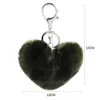 Keychains Lanyards Nieuwe luipaard Pompom Keychain Fake Rabbit Plush Heart Round Round Fluffy Ball Car Keyring Bag Pendant Q240403