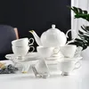 Teaware set ceramics kaffesats lättnad phnom penh vit ros 1 pot 6cups 1 -tray brittisk tekanna mugg handgjorda hushåll kök leveranser gåva