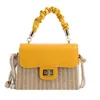 Daily Wear Beach Bags Folded Handheld Grass Woven Bag Women's with Rural Style and High Aesthetic Value Single Shoulder Fashionable Small Square Crossbody