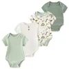 4 pièces née bébé fille vêtements à manches courtes imprimé coton boy boy sets 012m bodys d'été animal bebes 240327
