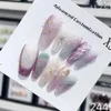 Handgjorda franska pressar på naglar Luxury Purple Long Coffin Återanvändbart lim False Acrylic Full Cover Nail Tips for Girls 240328