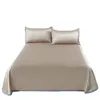 Luxe ijs zijden mat machine wasbare zomer massieve matrasafdekking met kussenslopen 1,8 m lakenset 2/3 st zacht mat bed linnen 240329