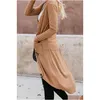 Frauenpullover Herbst Lange Strickjacke Frauenhülle Feste Farbe Knopf Down Stricker Ripped Ausschnitt Außenbekleidung Pullover weibliche Kleidung Dr. Dhr7a