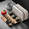 Conjuntos de teaware Travel Chinese Tea Set Complete Tule Gaiwan Cerimônia Servindo Copa Cerâmica Infusser Gift Taza de Te Drinkware