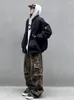 Damesbroek Deeptown Tan Leopard Jeans Dames Denim Vrouwelijk breedbeenbroek Streetwear Hip Hop Vintage Kleding Loose Casual 2024