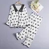 Hemkläder kvinnor sömnkläder intim underkläder casual velor 2 st pajamas kostym höst sammet sömn set pyjamas med båge