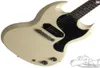 Shop Custom SG Junior 1965 Polaris White Cream Electric Guitar Coil Black P90 Pickup Hardware Black Pickguard2890466