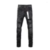 Frauenhose lila Marke 2024 Jeans High Street Ripped Tinte Splash gealtert schwarze Wäsche