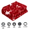 Blankets Cozy Double-sided Flannel Extra Soft Christmas Print Blanket Cover - Home Decor Winter Bedding Sofa Burgundy Reindeer