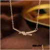 Hanger kettingen Hoogwaardige ontwerper voor vrouw Classic Gold Ploated Europe America America Fashion Knot Diamond ketting Wedding Party Val Dh4pi