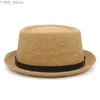 Wide Brim Hats Bucket Mens Str Pork Pie Cap Summer Sunhat Rowing Hat Sailor Straw Beach Fedora Trilby Outdoor Travel US Size 7 1/4 UK L yq240407