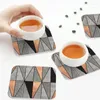 Table Mats Concrete And Copper Triangles Coasters Kitchen Placemats Waterproof Insulation Cup Coffee For Home Tableware Pads Set Of 4