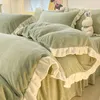 Bedding Sets Qween Size Princess Milk Velvet Thickened Flange Set Wind Winter Luxury Designer Warm Conjunto De Cama Home Textile